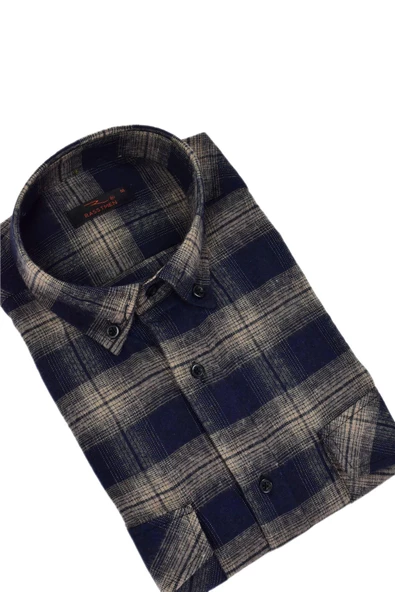 Erkek Pamuklu Kışlık Çift Cep Kapaklı Renk Gömlek BGL-ST03265 - Resim 7