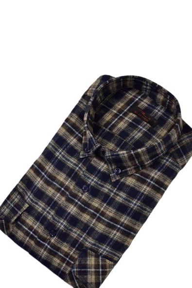 Erkek Pamuklu Kışlık Çift Cep Kapaklı Renk Gömlek BGL-ST03264 - Resim 4