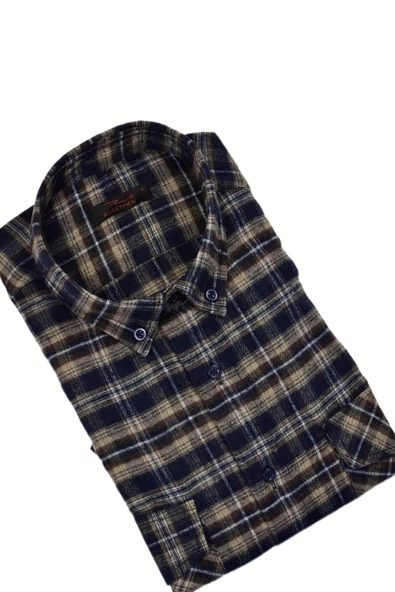 Erkek Pamuklu Kışlık Çift Cep Kapaklı Renk Gömlek BGL-ST03264 - Resim 6