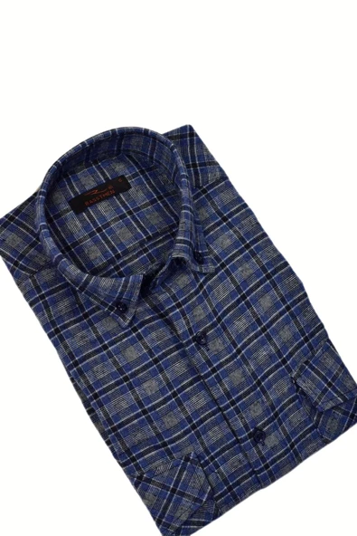 Erkek Pamuklu Kışlık Çift Cep Kapaklı Renk Gömlek BGL-ST03267 - Resim 11