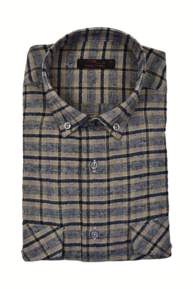 Erkek Pamuklu Kışlık Çift Cep Kapaklı Renk Gömlek BGL-ST03267 - Resim 4