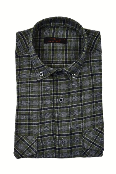 Erkek Pamuklu Kışlık Çift Cep Kapaklı Renk Gömlek BGL-ST03267 - Resim 5