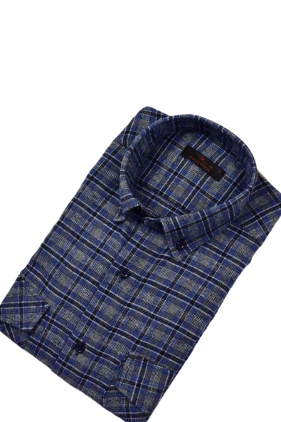 Erkek Pamuklu Kışlık Çift Cep Kapaklı Renk Gömlek BGL-ST03267 - Resim 7