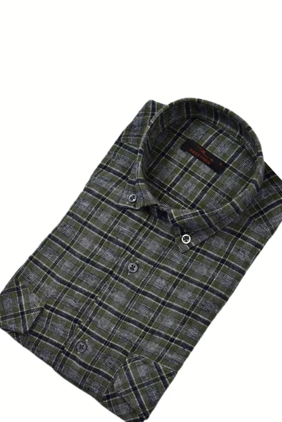 Erkek Pamuklu Kışlık Çift Cep Kapaklı Renk Gömlek BGL-ST03267 - Resim 9