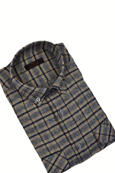 Erkek Pamuklu Kışlık Çift Cep Kapaklı Renk Gömlek BGL-ST03267 - Resim 12