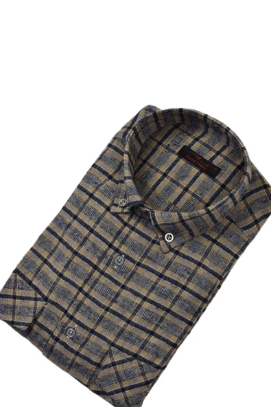 Erkek Pamuklu Kışlık Çift Cep Kapaklı Renk Gömlek BGL-ST03267 - Resim 8