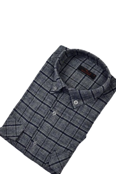 Erkek Pamuklu Kışlık Çift Cep Kapaklı Renk Gömlek BGL-ST03267 - Resim 6