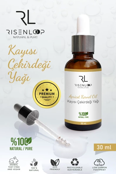 RisenLoop Kayısı Çekirdeği Yağı %100 Saf Doğal Seyretilmemiş Soğuk Sıkım 30 ML