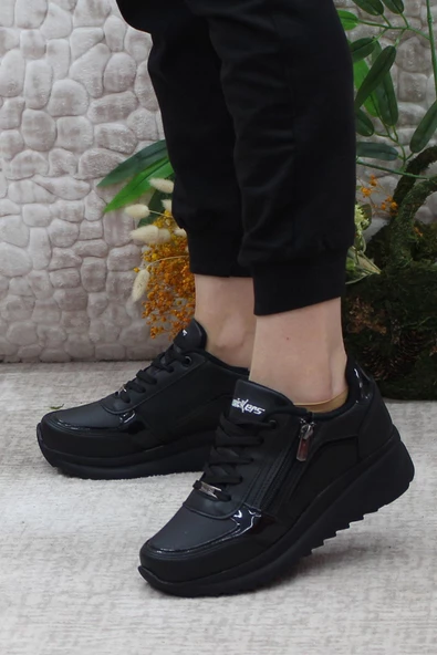 Mehmet Mete 2161 Anatomik Fermuarlı Bağçıklı Dolgu Taban Kadın Spor Ayakkabı - Resim 4