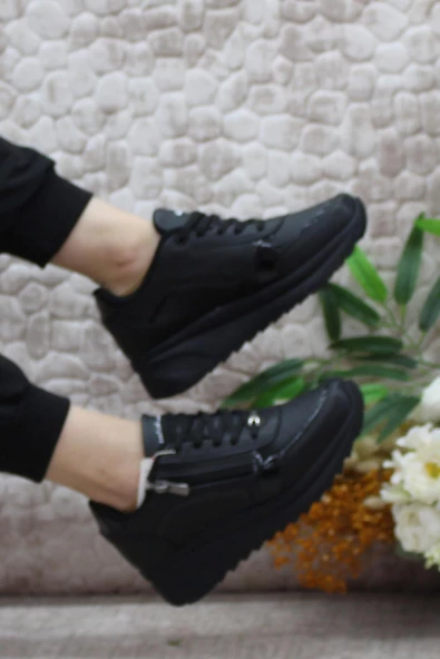 Mehmet Mete 2161 Anatomik Fermuarlı Bağçıklı Dolgu Taban Kadın Spor Ayakkabı - Resim 5