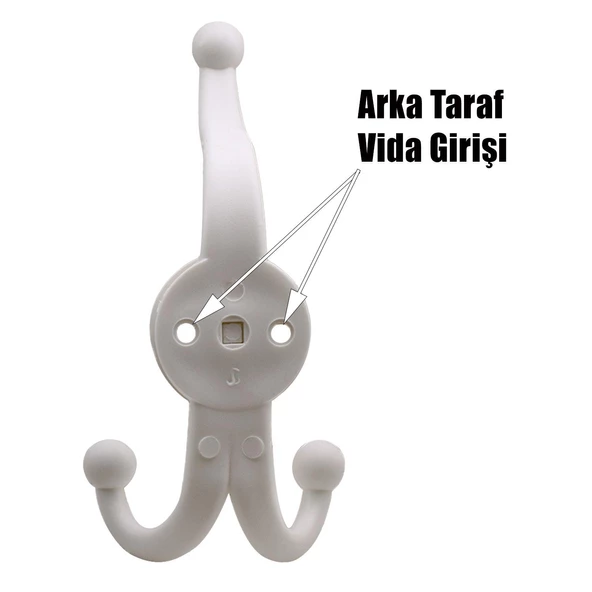 Karataş Askılık Portmanto Vestiyer Banyo Dolap Elbise Askısı Sert Plastik Beyaz Askı Elemanı 10 ADET - 3