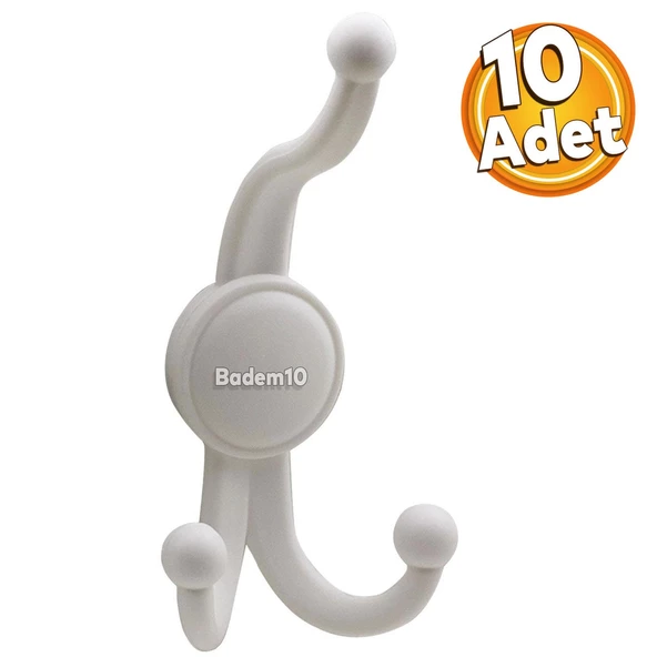 Karataş Askılık Portmanto Vestiyer Banyo Dolap Elbise Askısı Sert Plastik Beyaz Askı Elemanı 10 ADET