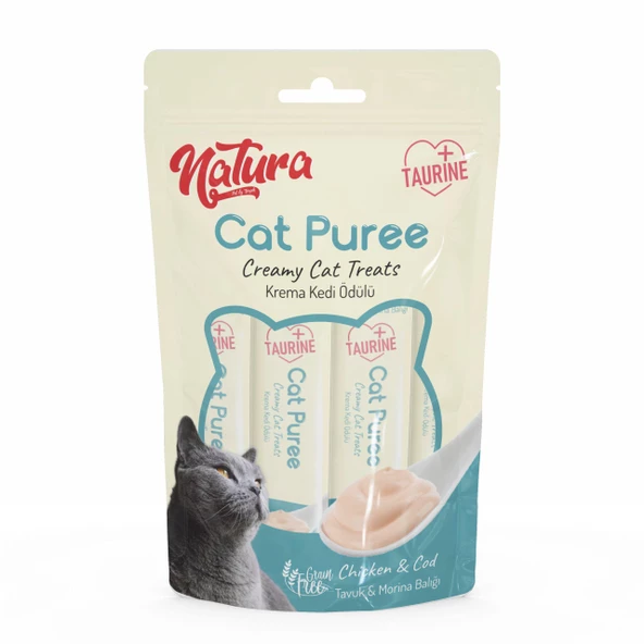 Natura Cat Puree Tavuk & Morina 5*12gr