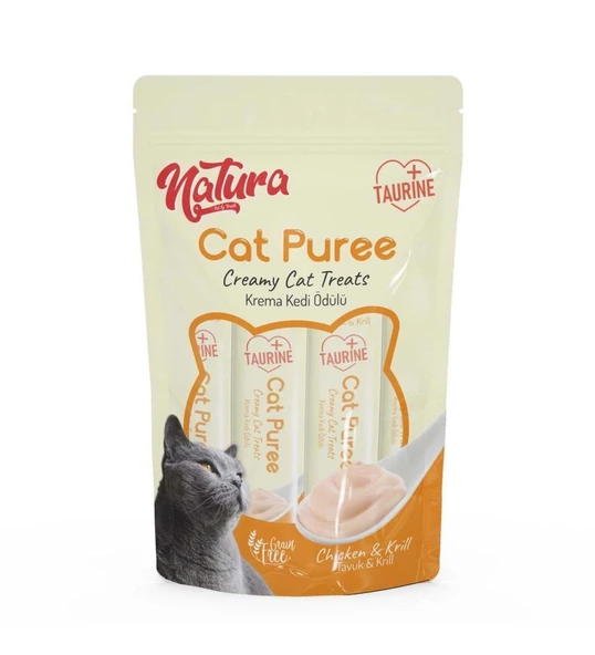 Natura Cat Puree Tavuk & Karides 5*12 Gr