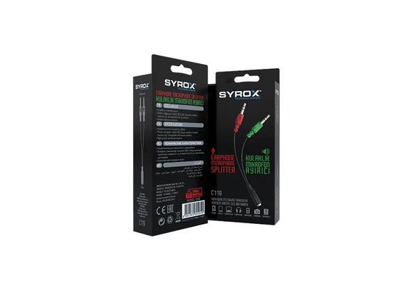 Syrox C119 3.5 mm Kulaklık ve Mikrofon Ayırıcı Kablo - 3