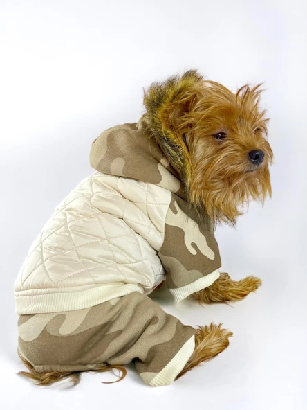 Kamuflaj Comfy Puf Köpek Mont Tulum Takım, Köpek Ceket Takım - 11