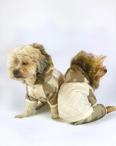 Kamuflaj Comfy Puf Köpek Mont Tulum Takım, Köpek Ceket Takım - 4