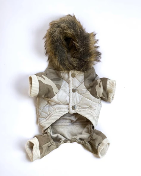 Kamuflaj Comfy Puf Köpek Mont Tulum Takım, Köpek Ceket Takım - 12