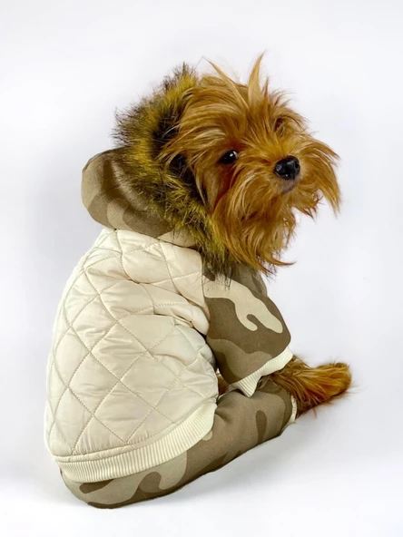 Kamuflaj Comfy Puf Köpek Mont Tulum Takım, Köpek Ceket Takım - 10