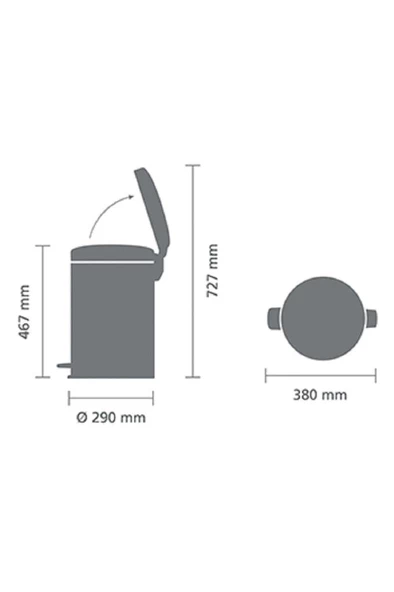 Brabanti Newıcon Matt Black Pedallı Çöp Kutusu 20 Lt. - 5