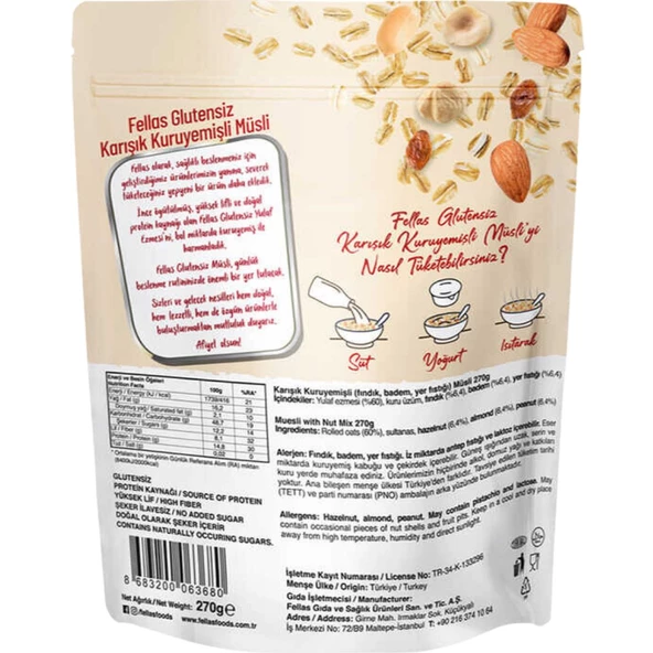 Glutensiz Müsli - Karışık Kuruyemişli 270g - 2