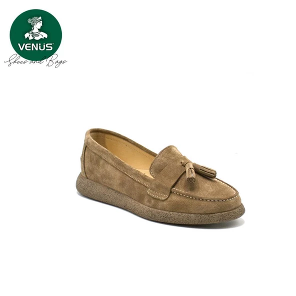 VENÜS 23075604K PÜSKÜLLÜ NUBUK LOAFER DERİ KADIN AYAKKABI - 7