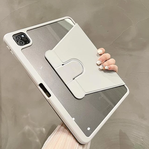 İpad Pro 12,9 İnç Uyumlu Kılıf Katlanır Kalem Bölmeli Standlı Uyku Modlu Akıllı Kapak - 4