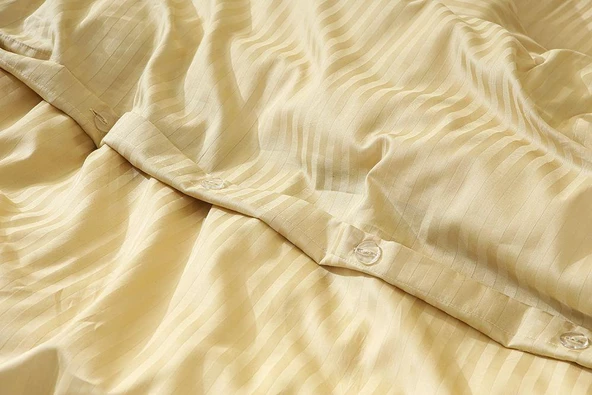 Porland Pamuk Saten Jakarlı Gold Çift Kişilik Nevresim Takımı - 5