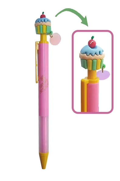 Cupcake Versatil Kalem 1 Adet Pasta Kapkek Figürlü 0,7 Uçlu Kalem Hediye Kalem Sevimli Kalem - 4