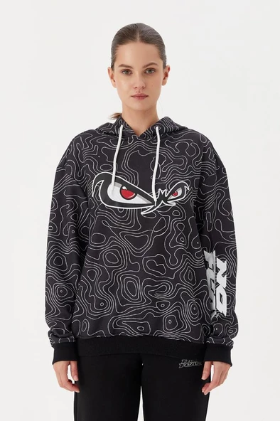 No Fear Kadın Sweatshirt Oversize Kapüşonlu Siyah 72523