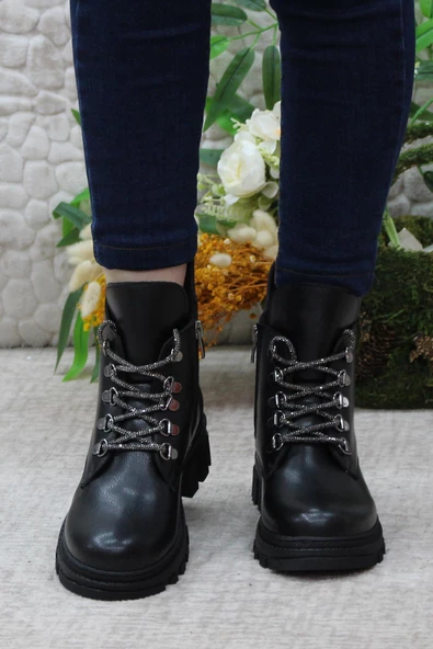 Mehmet Mete 3352 Taş Bağcıklı Sıcak Astar Kaymaz Taban Kadın Bot - Resim 6