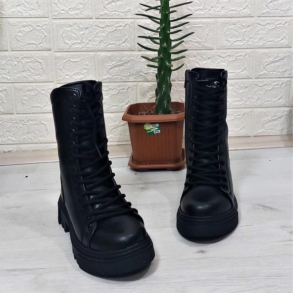 M.P 1416 Siyah Cilt İçi Sıcak Astar 25cm Bayan Postal Bot - 9
