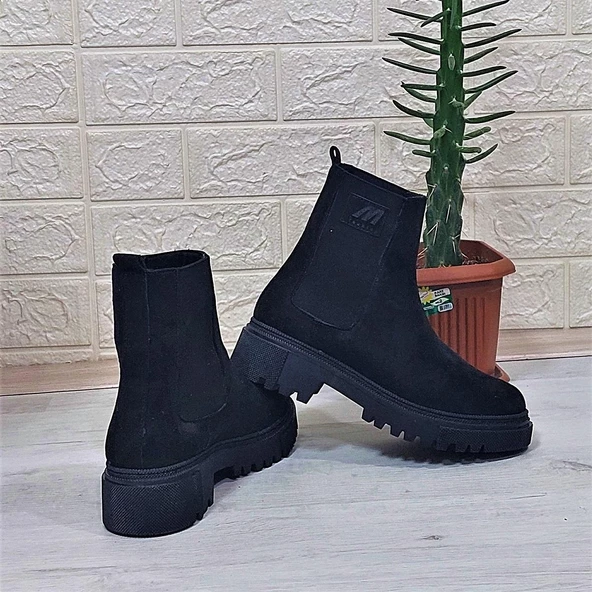 M.P 2744 Siyah Süet İçi Polar Tüylü Bilekten Lastikli Bayan Bot - 10