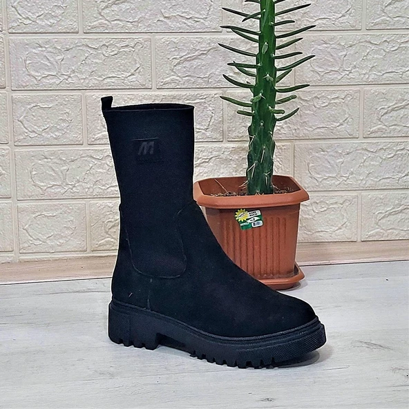 M.P 2746 Siyah Süet Bilekten Lastikli 27cm Bayan Bot - 10