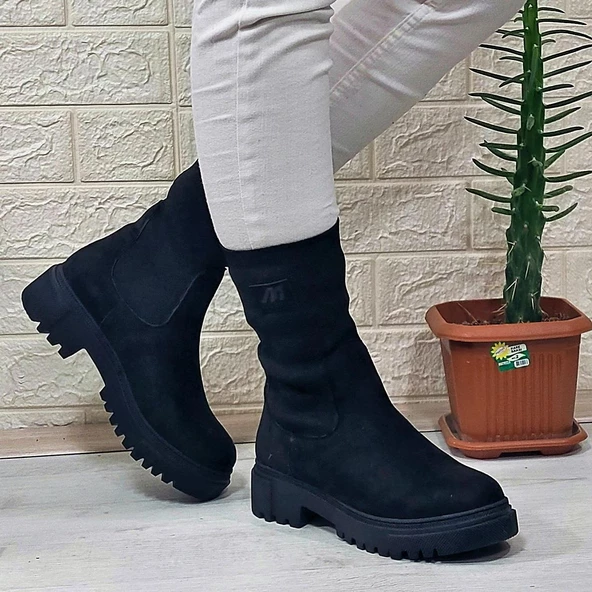 M.P 2746 Siyah Süet Bilekten Lastikli 27cm Bayan Bot - 8