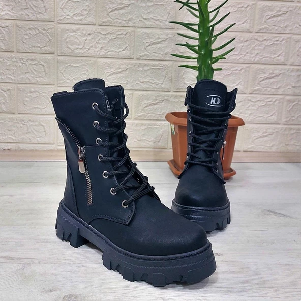 M.P One 3147 Siyah İçi Tüylü Kürklü Fermuarlı Kız Çocuk Bot - 6