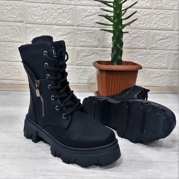 M.P One 3147 Siyah İçi Tüylü Kürklü Fermuarlı Kız Çocuk Bot - 7