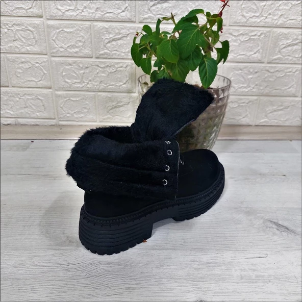 Pierre Cardin 52418 Siyah Süet İçi Kürklü Kaymaz Bayan Bot - 7