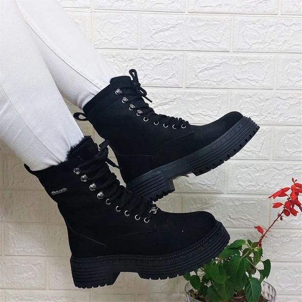 Pierre Cardin 52418 Siyah Süet İçi Kürklü Kaymaz Bayan Bot - 3