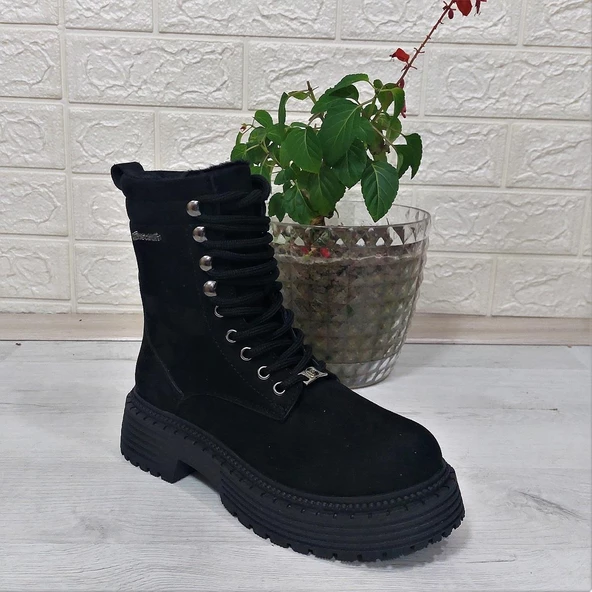 Pierre Cardin 52418 Siyah Süet İçi Kürklü Kaymaz Bayan Bot - 8