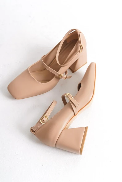 Kulia Ten Mat Mary Jane Küt Burun Bantlı Ayakkabı - 2