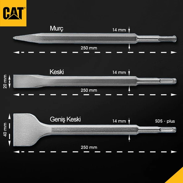 Cat Da03903 Sds Plus 3 Parça Profesyonel Murç/Keski Kırıcı Uç Seti - 3
