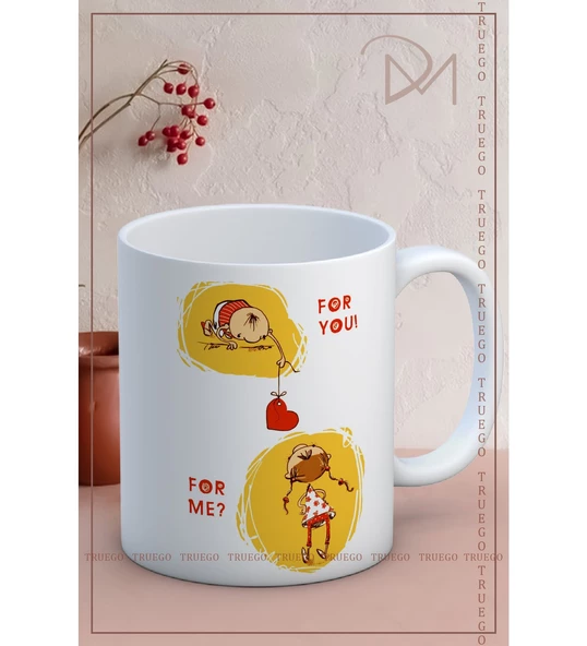 Baskılı Kupa Bardak Seramik Mug - For You, For Me