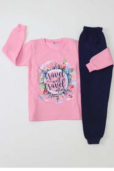 Kız Çocuk Baskılı Pijama Takımı - 5