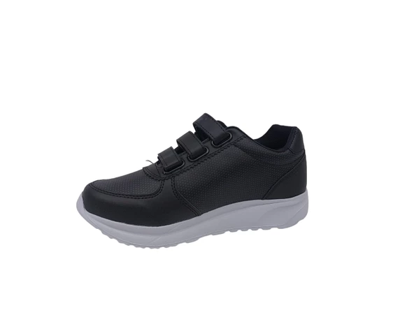 Parley 918 Kadın Siyah Kalın Taban Cırtlı Günlük Kullanım Spor Ayakkabı - Resim 3