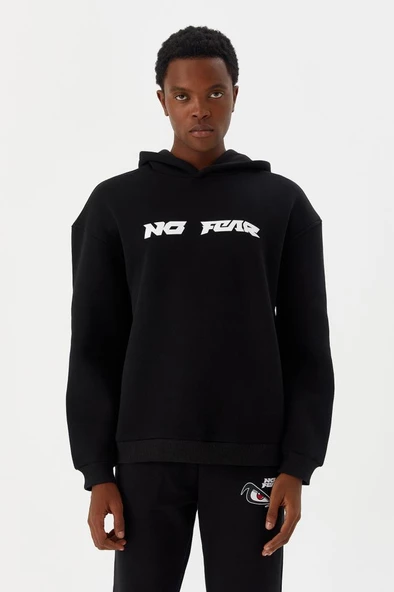 No Fear Erkek Sweatshirt Kapüşonlu Siyah M500216