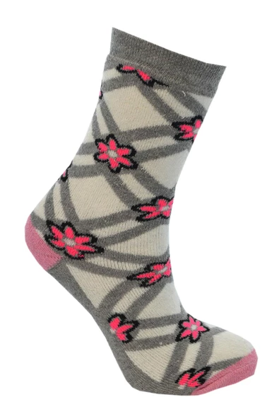 Kız Çocuk Havlu Çorap Çiçek Desenli 9-10 Yaş Vkr - 8