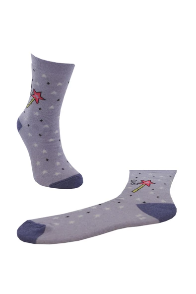 Kız Çocuk Havlu Çorap Sihirli Değnek Desenli 5-6 Yaş Vkr - 5