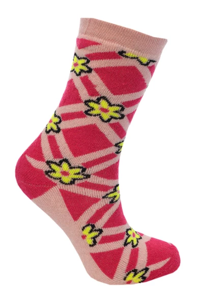 Kız Çocuk Havlu Çorap Çiçek Desenli 9-10 Yaş Vkr - 3