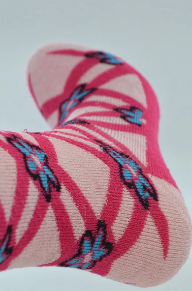 Kız Çocuk Havlu Çorap Çiçek Desenli 9-10 Yaş Vkr - 11